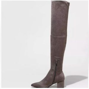 NEW Women's Naviah Faux Leather Heeled Over the Knee Block Heel Boots WIDE CALF